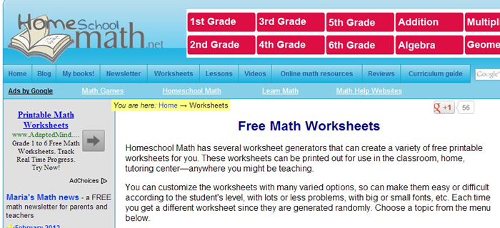 free math worksheets